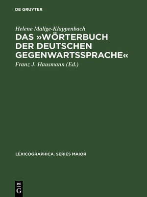 cover image of Das »Wörterbuch der deutschen Gegenwartssprache«